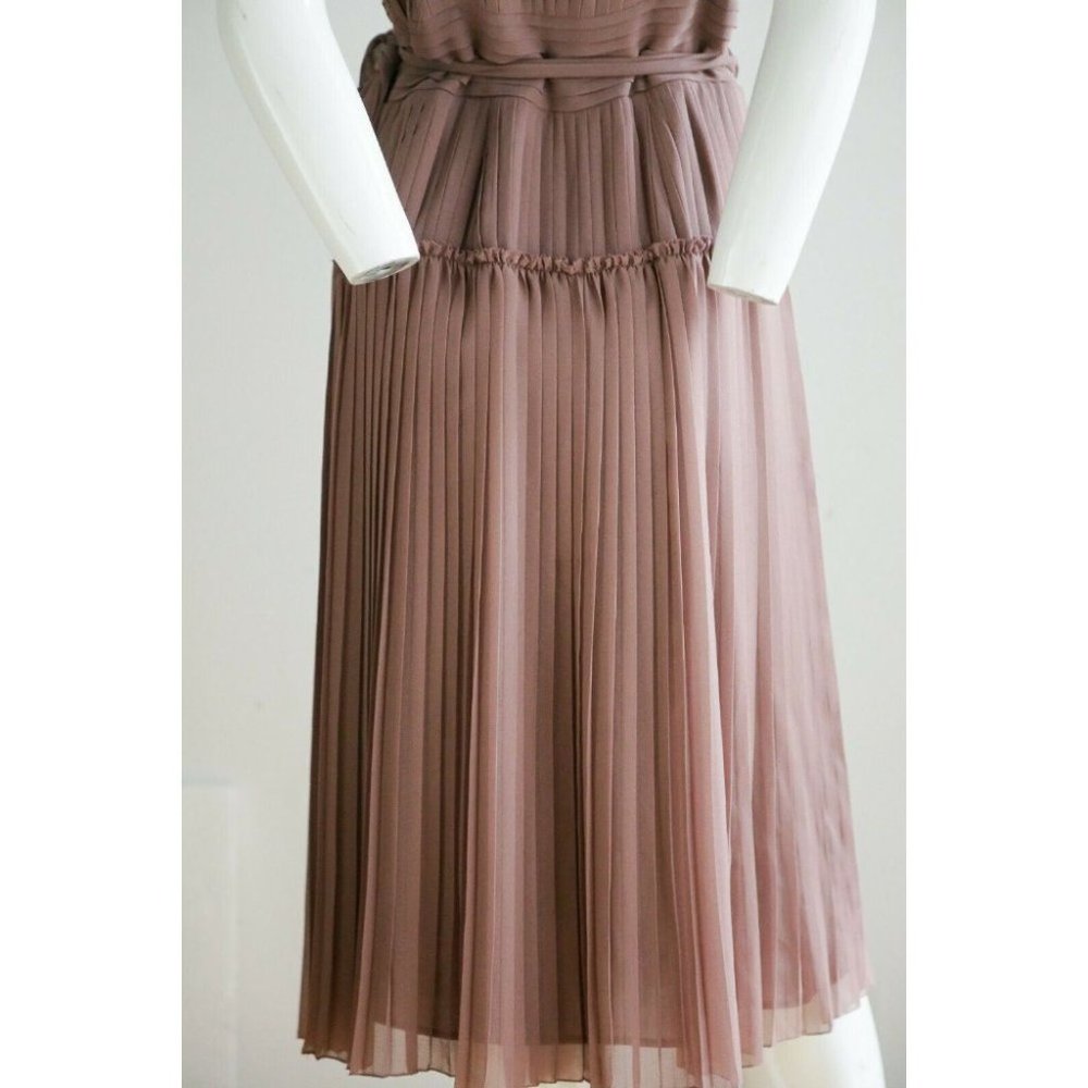 Burberry Mauve Pleated Midi Wrap Dress - Picture 9 of 12